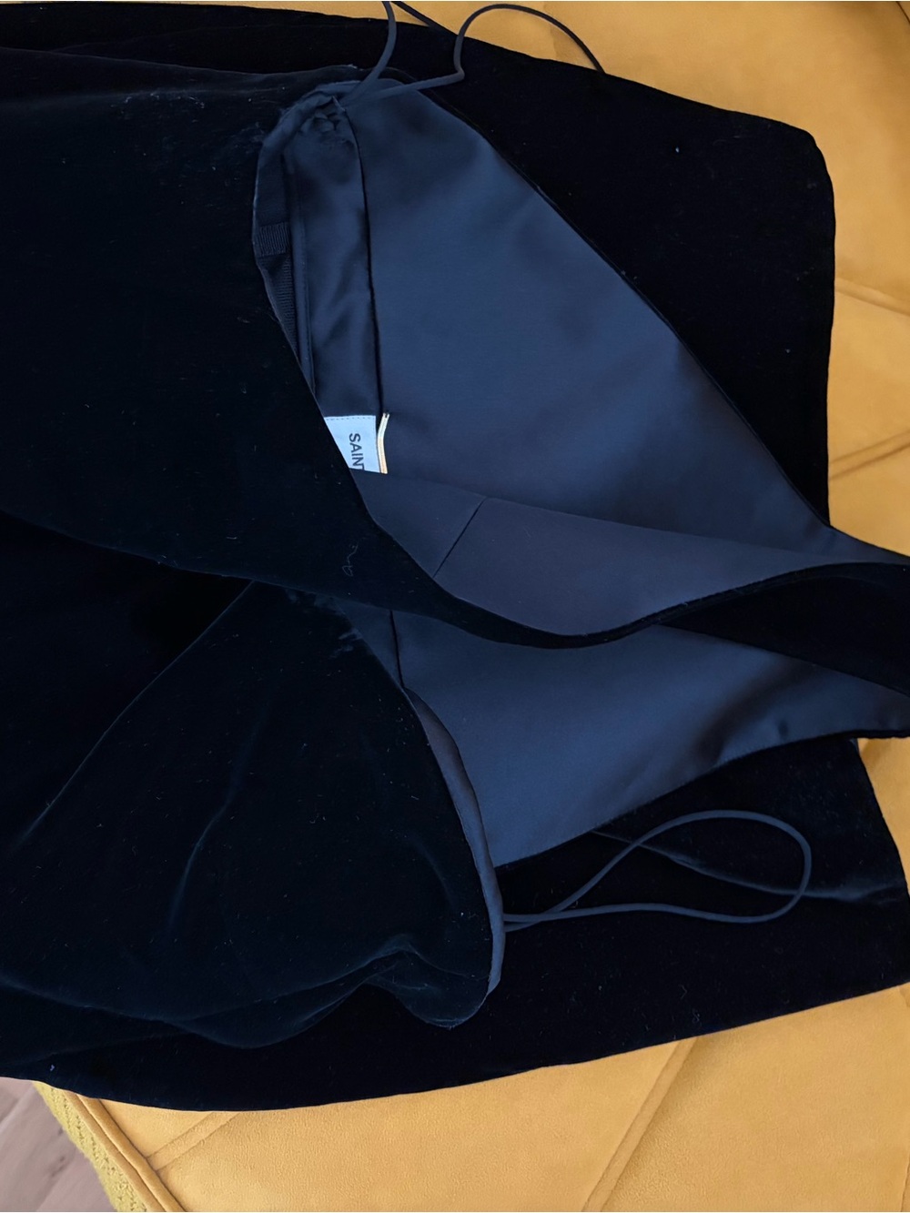 Saint Laurent Black One-Shoulder Velvet Mini Dress - Picture 3 of 5
